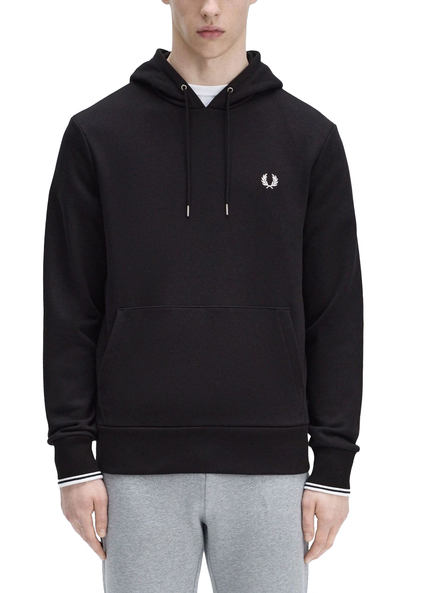 Fred Perry Logo Hoodie In Black