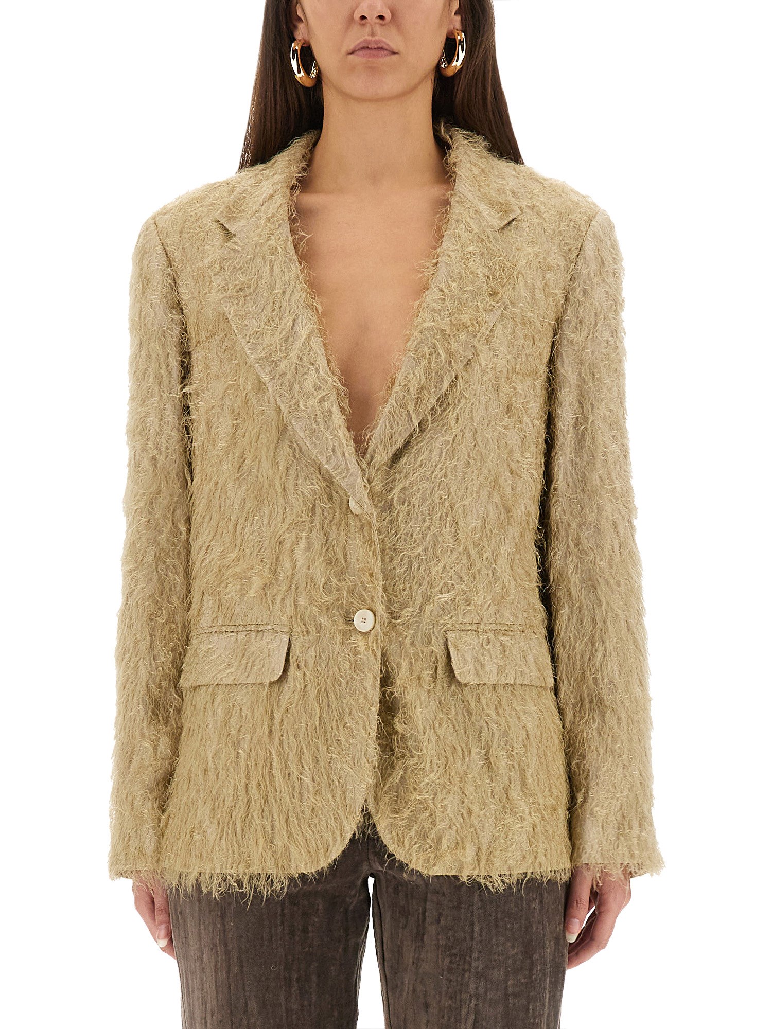 Alysi Single-breasted Casual Jacket In Brown