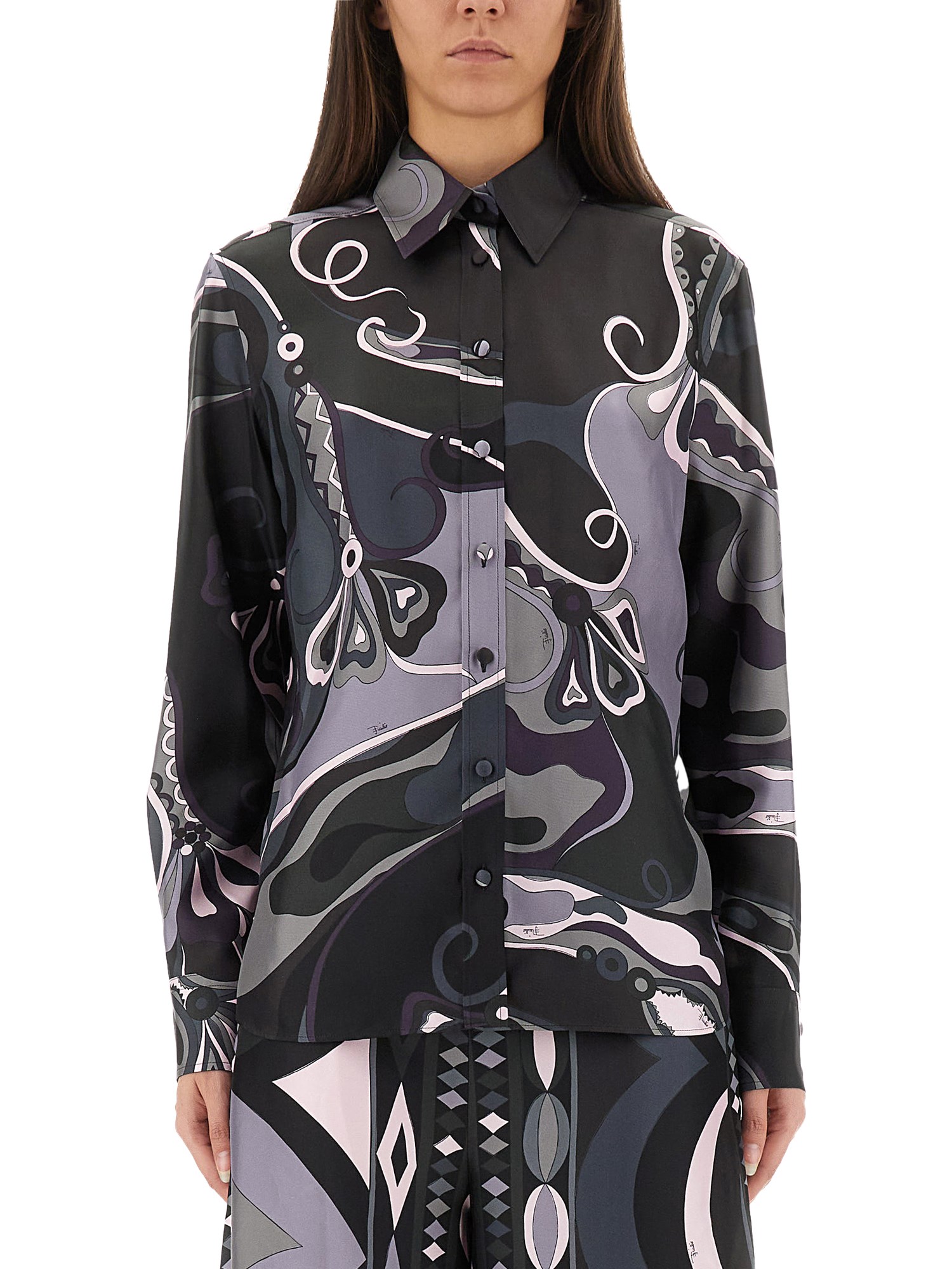 Pucci Orchid Print Shirt In Multi