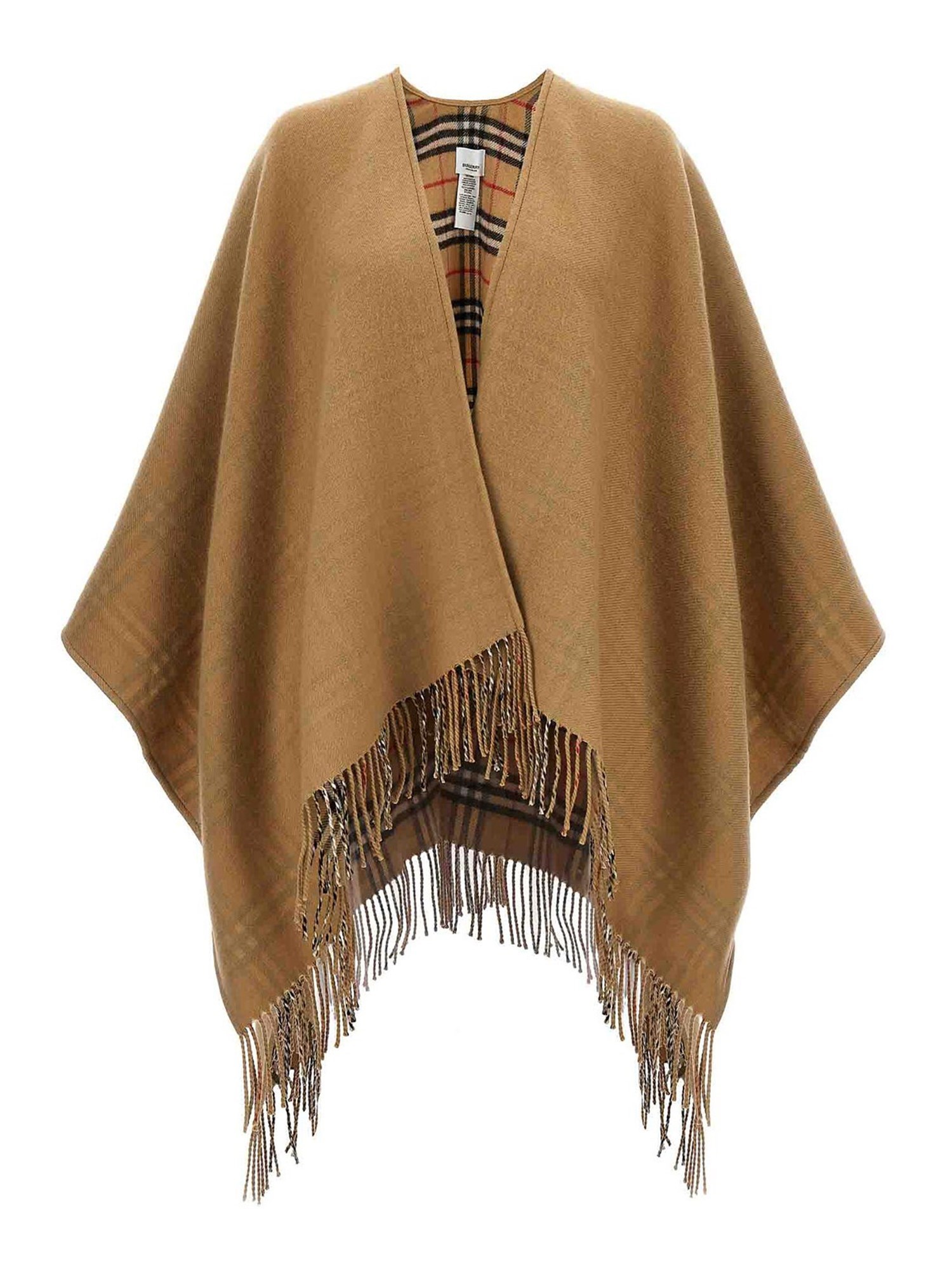 Burberry Reversible Check Wool Cape In Brown