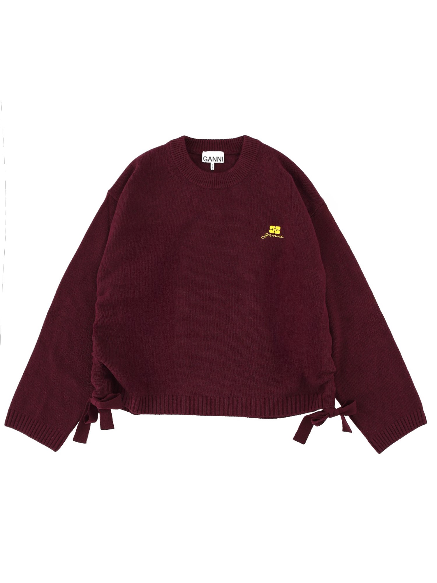 Ganni Wool Sweater In Burgundy