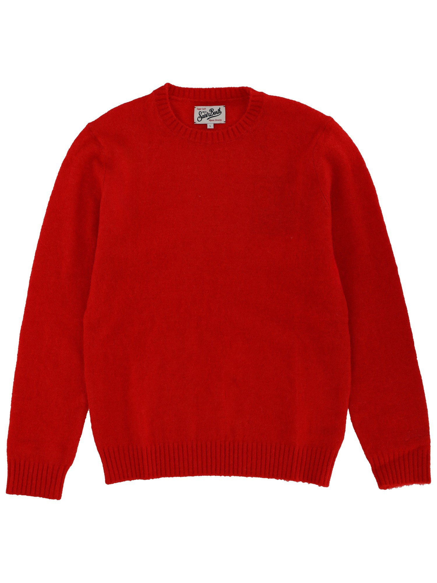 Mc2 Saint Barth Alpaca Blend Knit Sweater With Ribbed Detailing In Red
