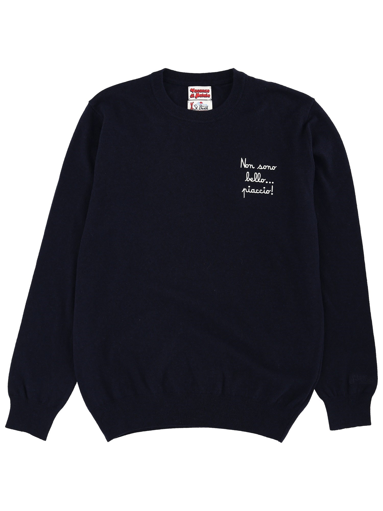 Mc2 Saint Barth Long Sleeve Crew Neck Knit Sweater In Blue