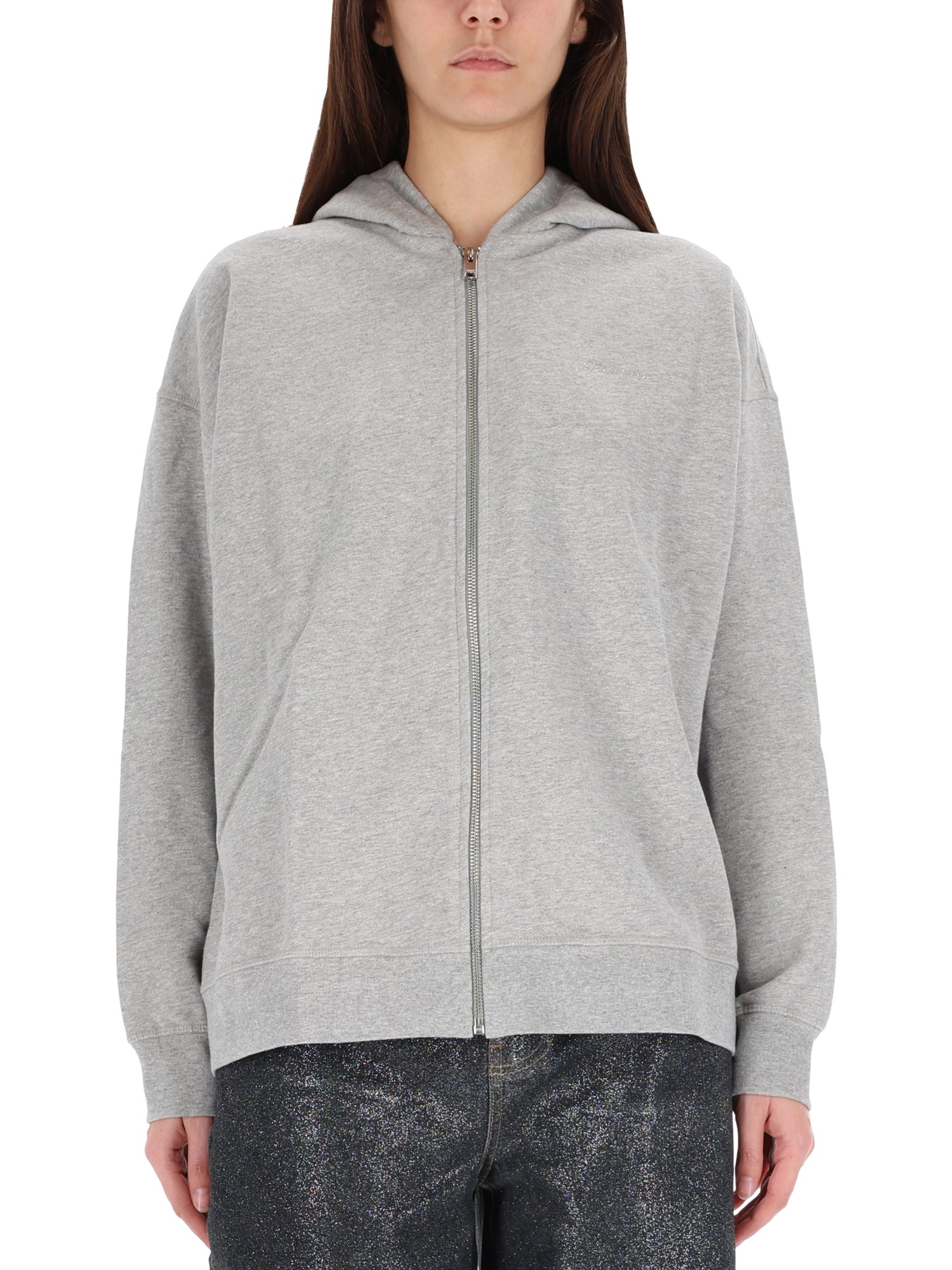 Ganni Teddy Sweatshirt In Gray