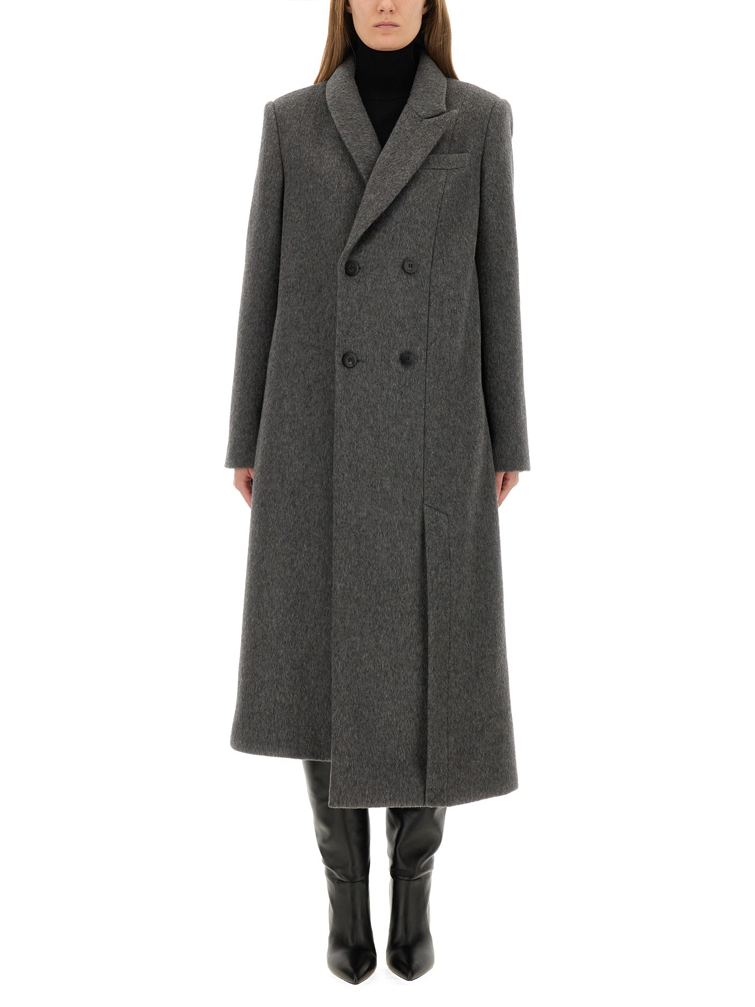 Zona20 Milano Aurelian Double-breasted Coat In Black