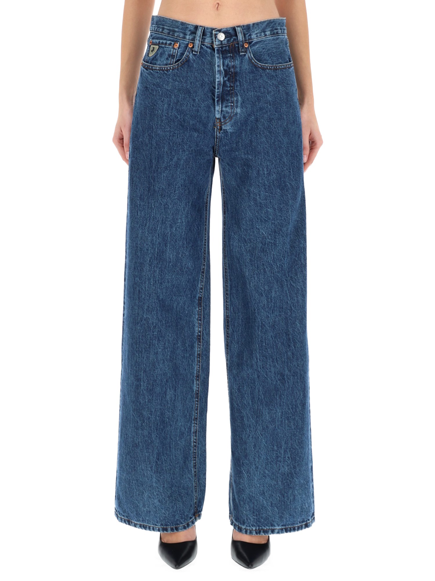 Lois Wide-leg High-waist Denim Jeans With Classic Five-pocket Design In Blue
