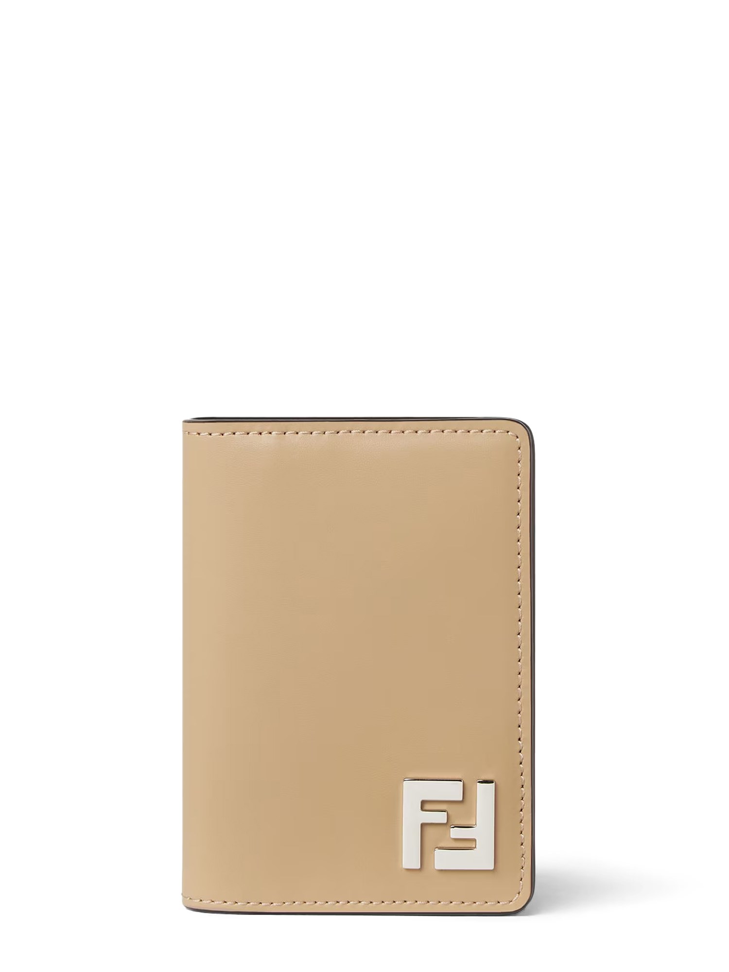 Fendi Square Card Holder Contrast Panel In Sand
