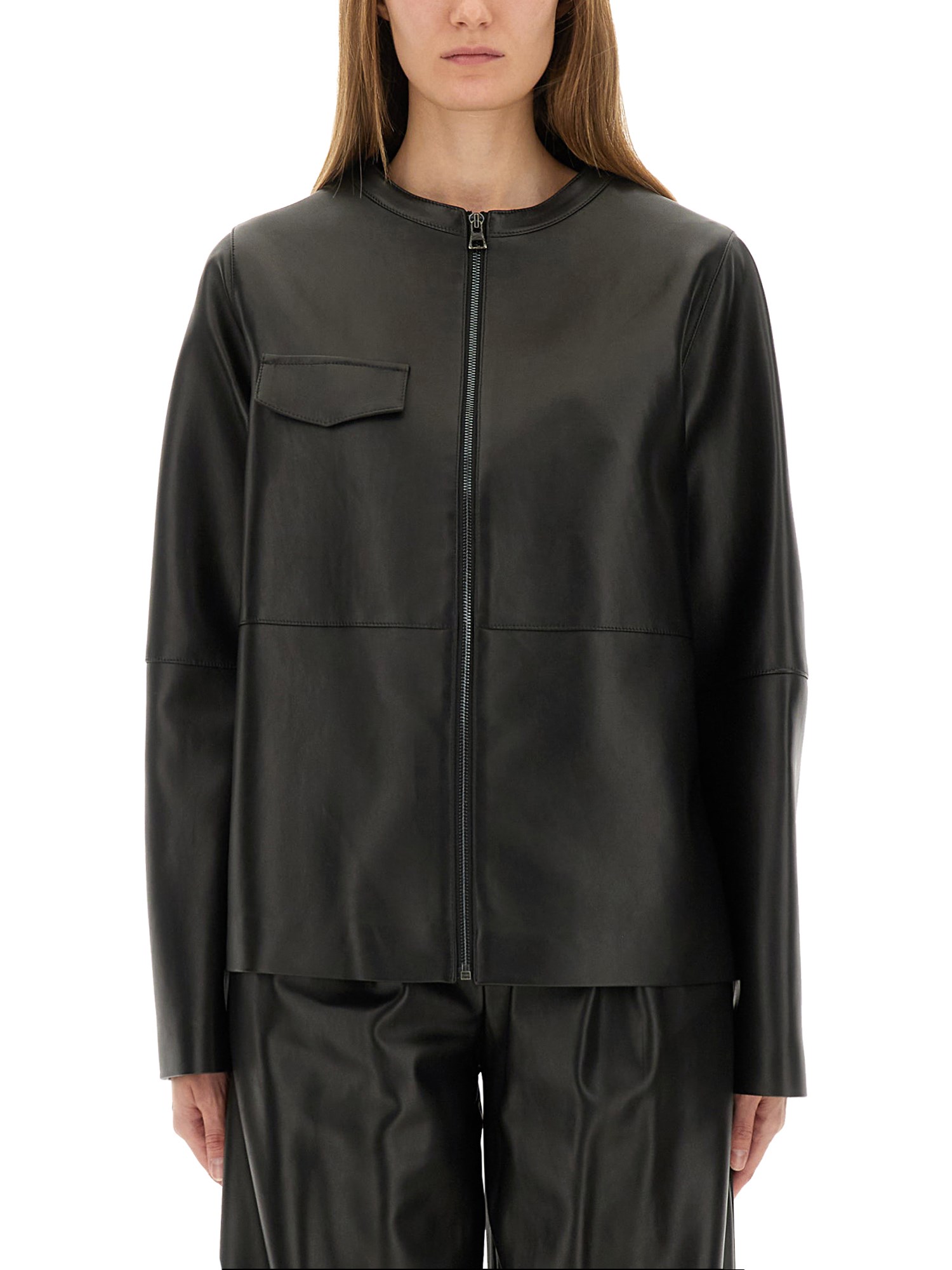 Zona20 Milano Leather "cartago" Jacket In Black