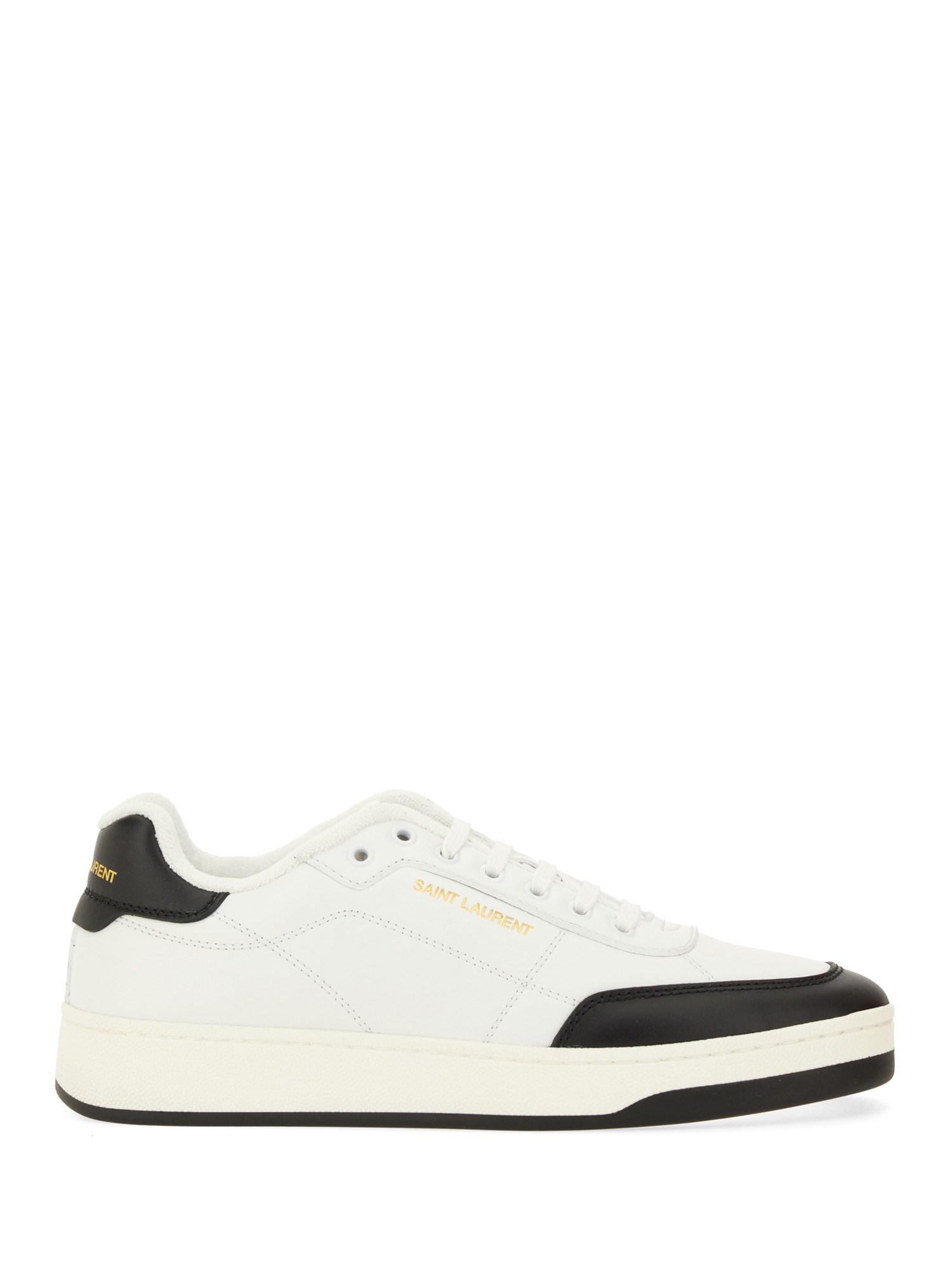 Saint Laurent Smooth Leather Sneakers Contrast Panel In Black