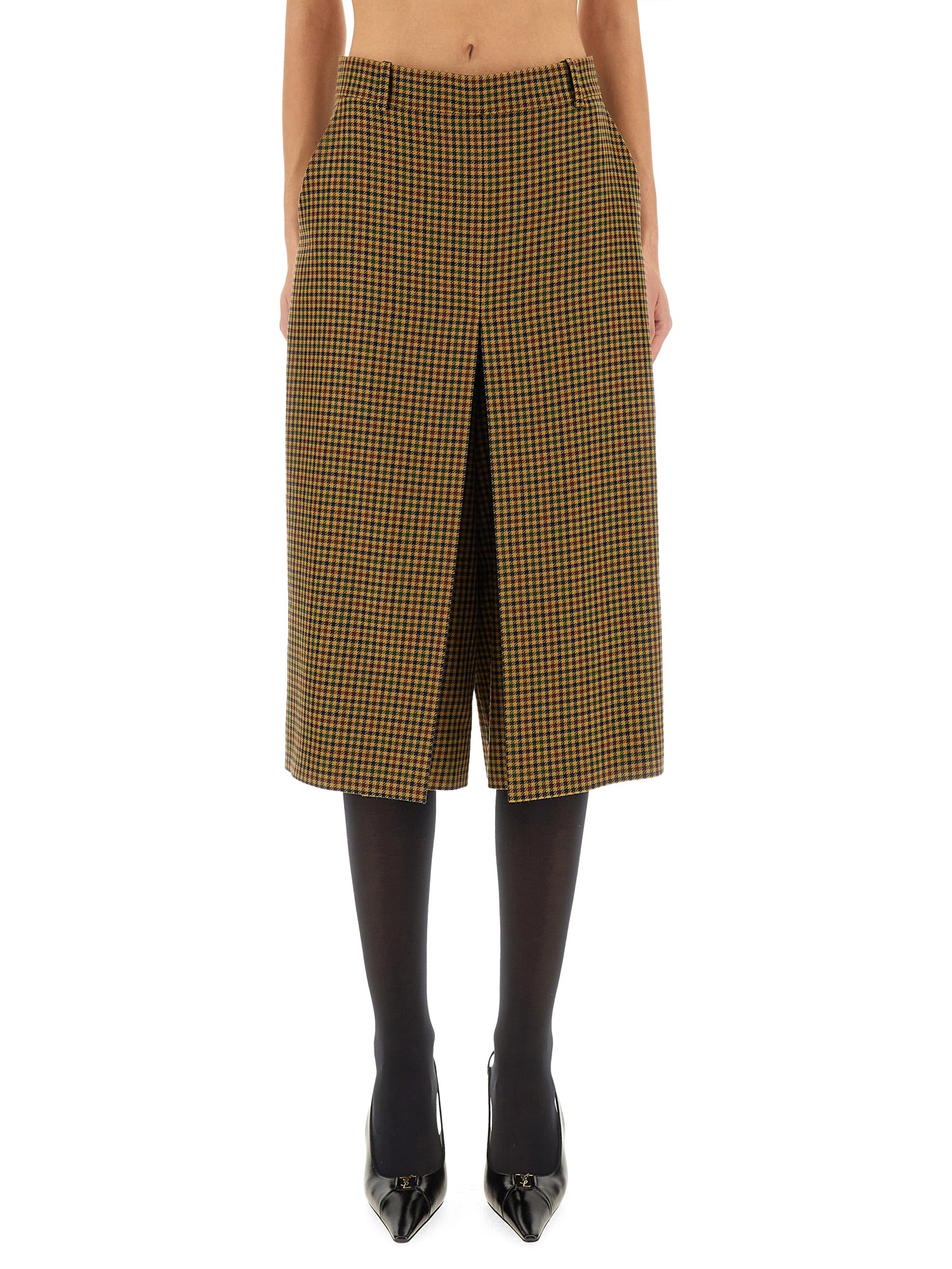 Saint Laurent Gonna Pantalone In Seta E Cashmere In Brown