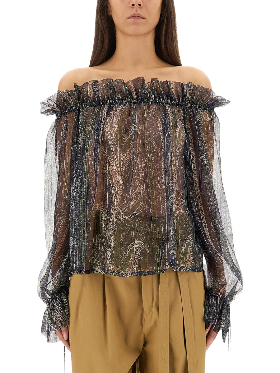 TOP IN CREPONNE DI SETA LUREX