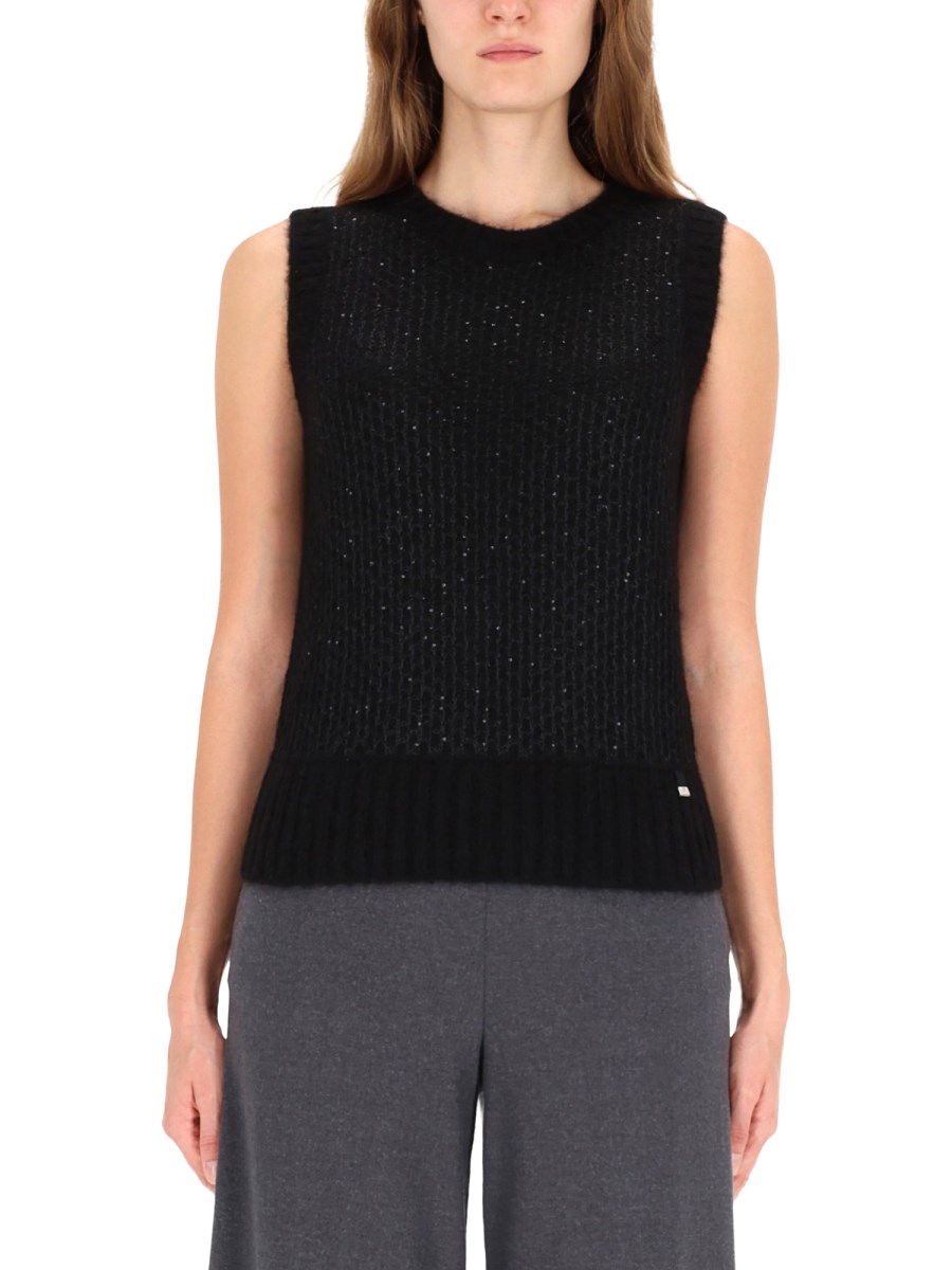 GILET CON PAILLETTES EFFETTO METALLIZZATO