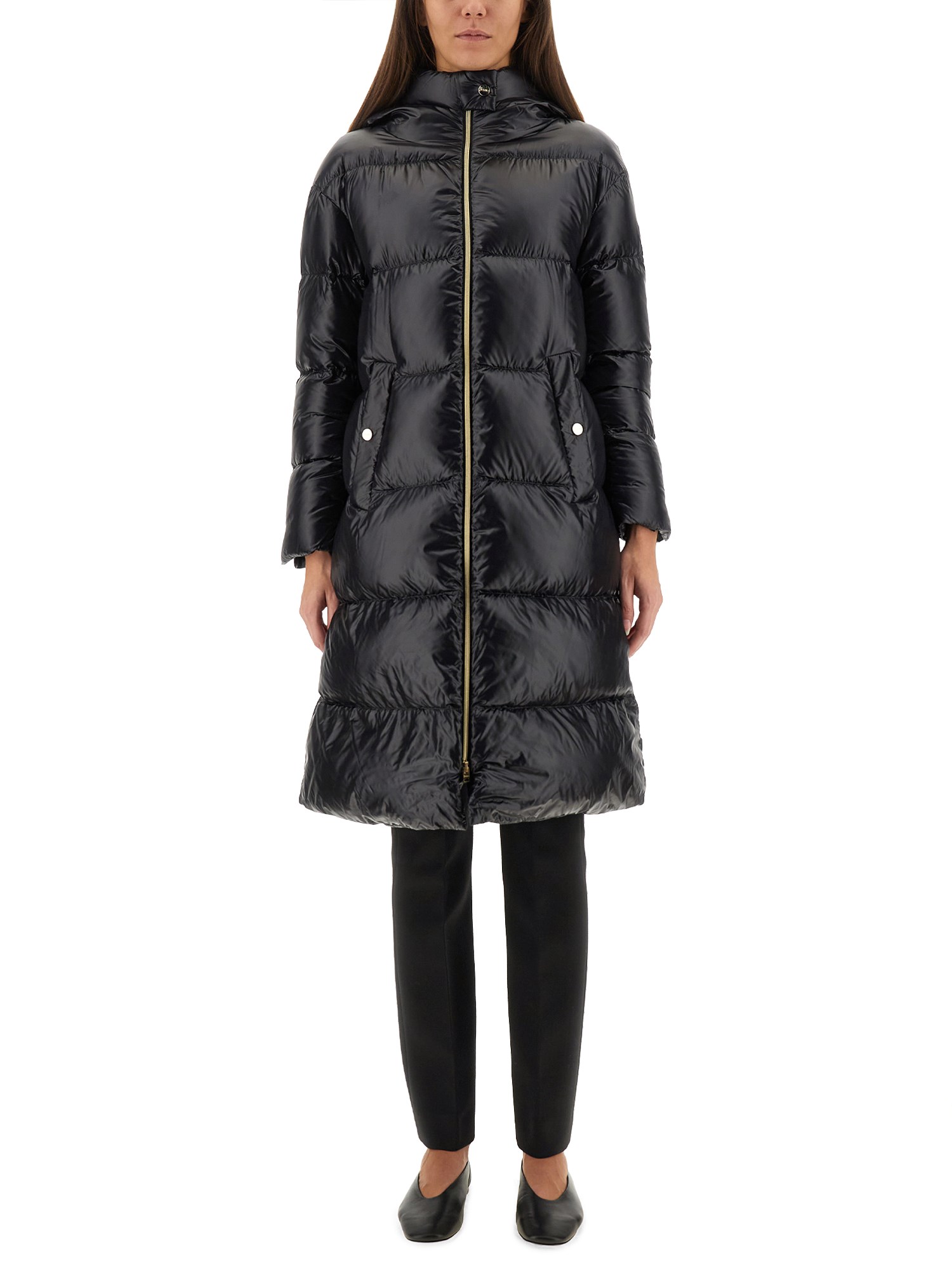 Herno Long Down Jacket With Hood In Black