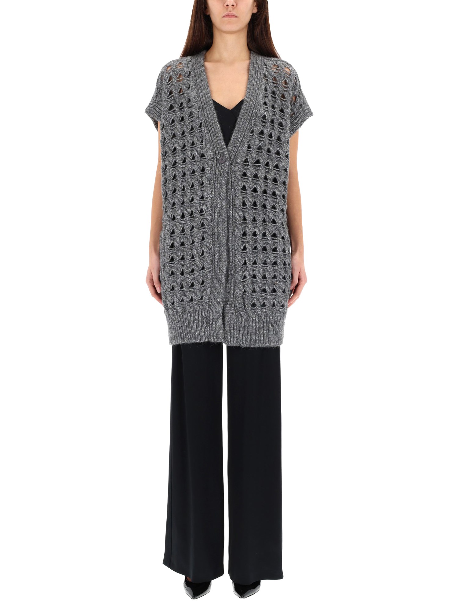 Herno Knit Vest Featuring Short Sleeves In Gray