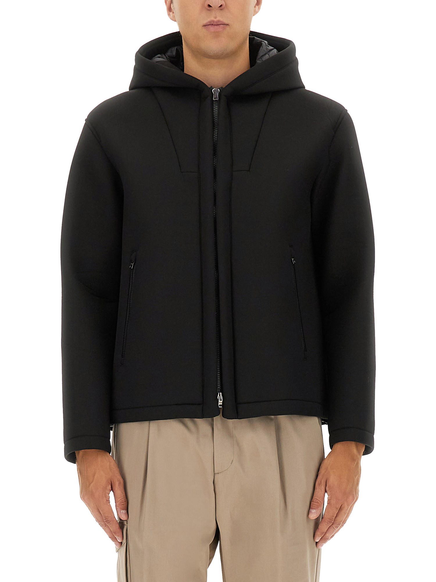 Herno Water-resistant Jacket With Hood And Pockets In Black