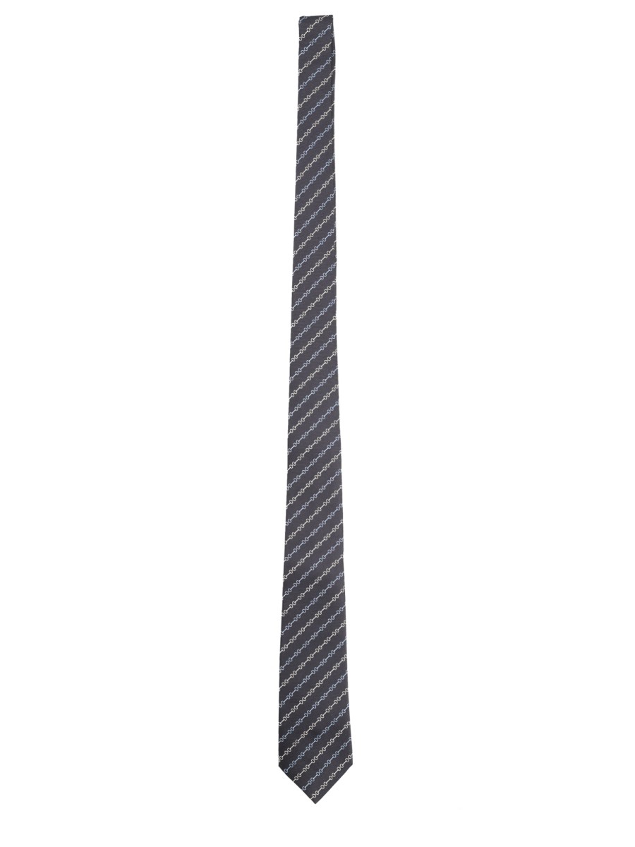 CRAVATTA IN SETA JACQUARD CON MORSETTO