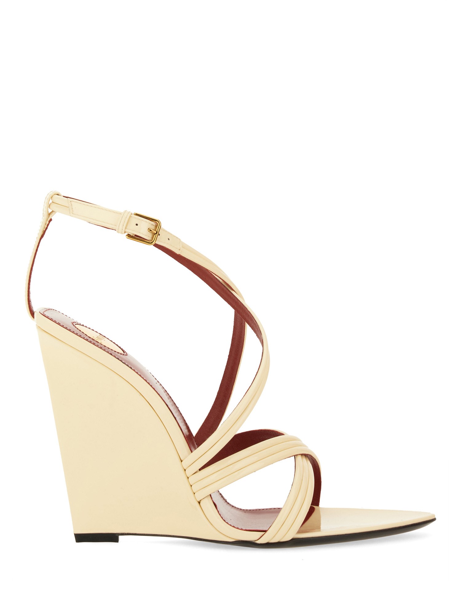 Saint Laurent Wedge Sandal In Metallic