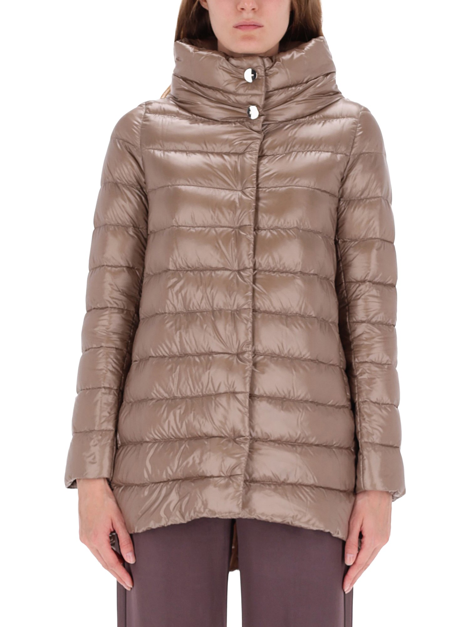 Herno Down Jacket "a-shape Amelia" In Sand