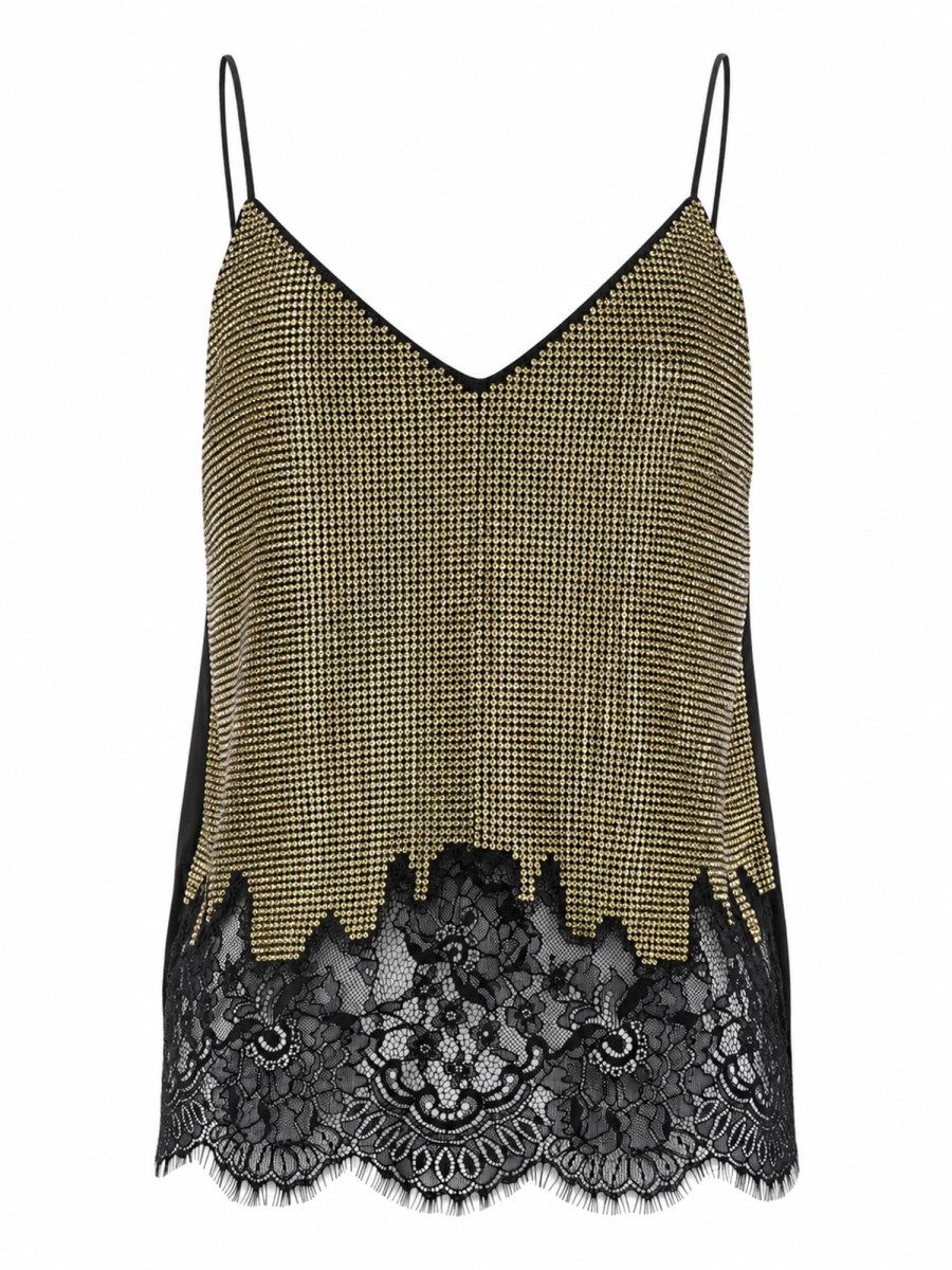 TOP CON PIZZO E CRISTALLI