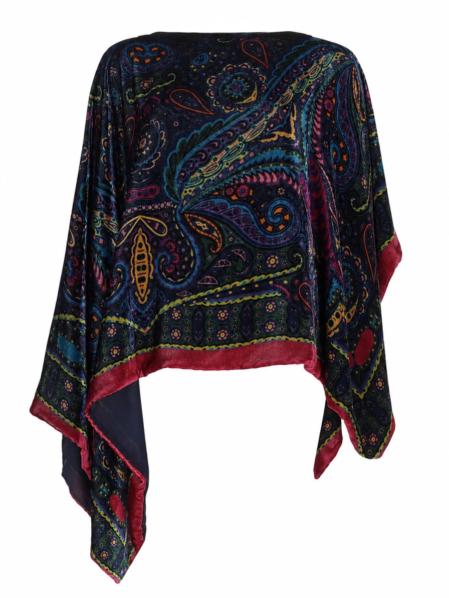 PONCHO ASIMMETRICO CON STAMPA PAISLEY