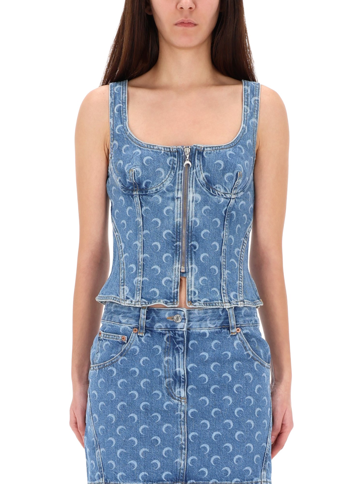 Marine Serre Top "bustier" In Blue