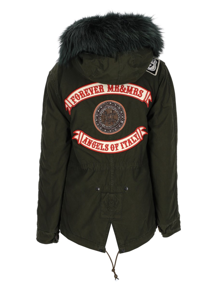 PARKA CON PATCH LOGO E CAPPUCCIO