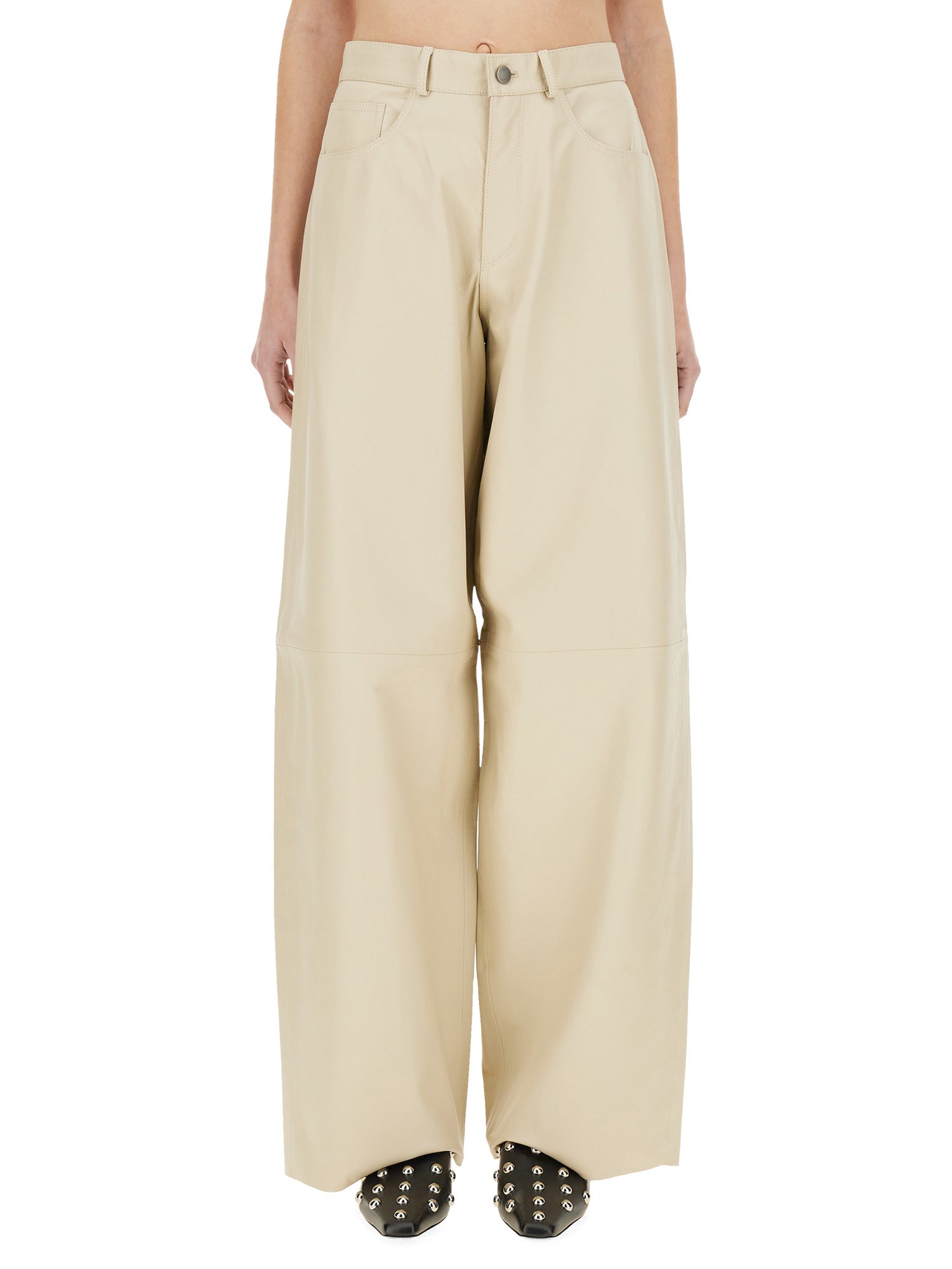 Haikure "bethany" Leather Pants In Neutral