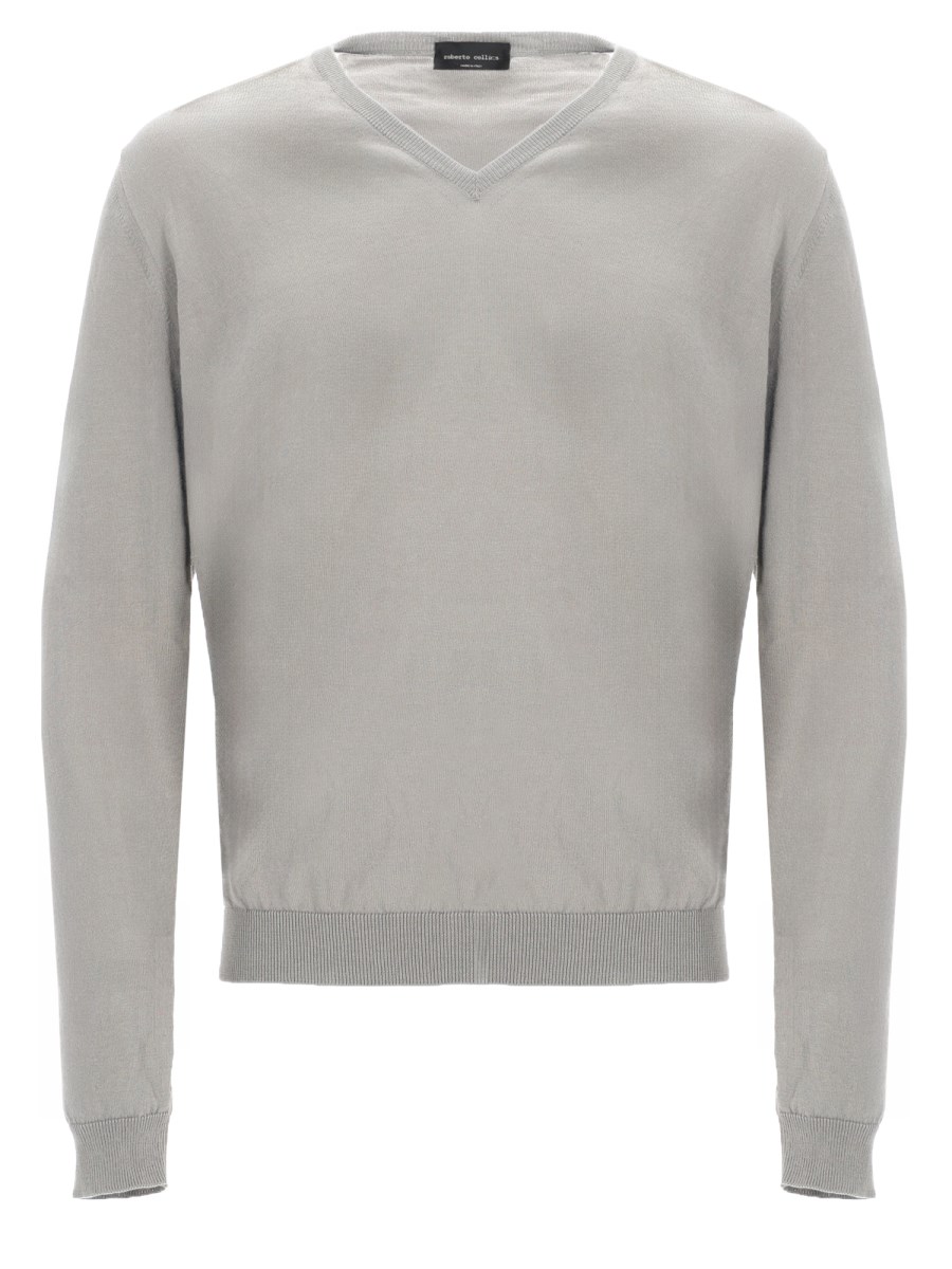 MAGLIA IN COTONE CON SCOLLO A V