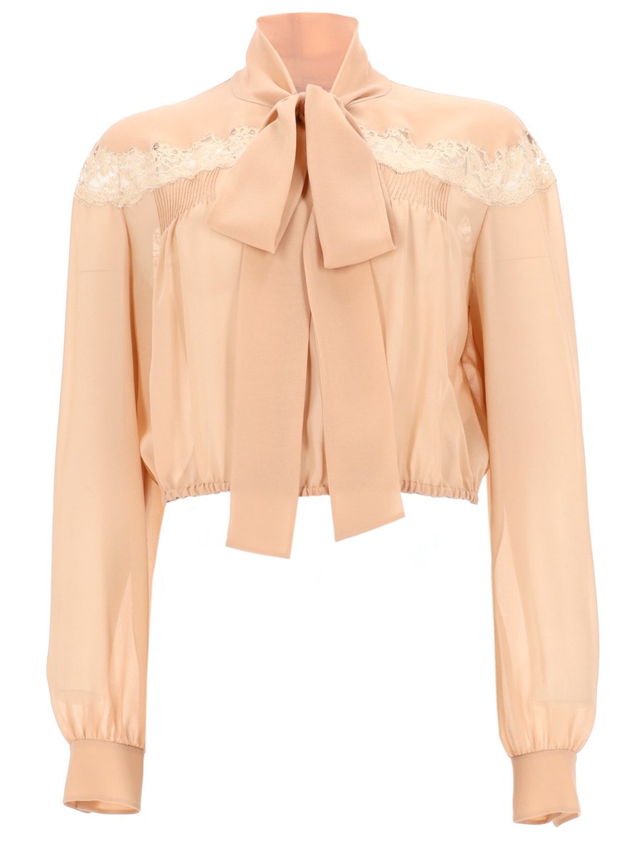 CAMICIA LAVALLIÈRE IN GEORGETTE DI SETA E PIZZO