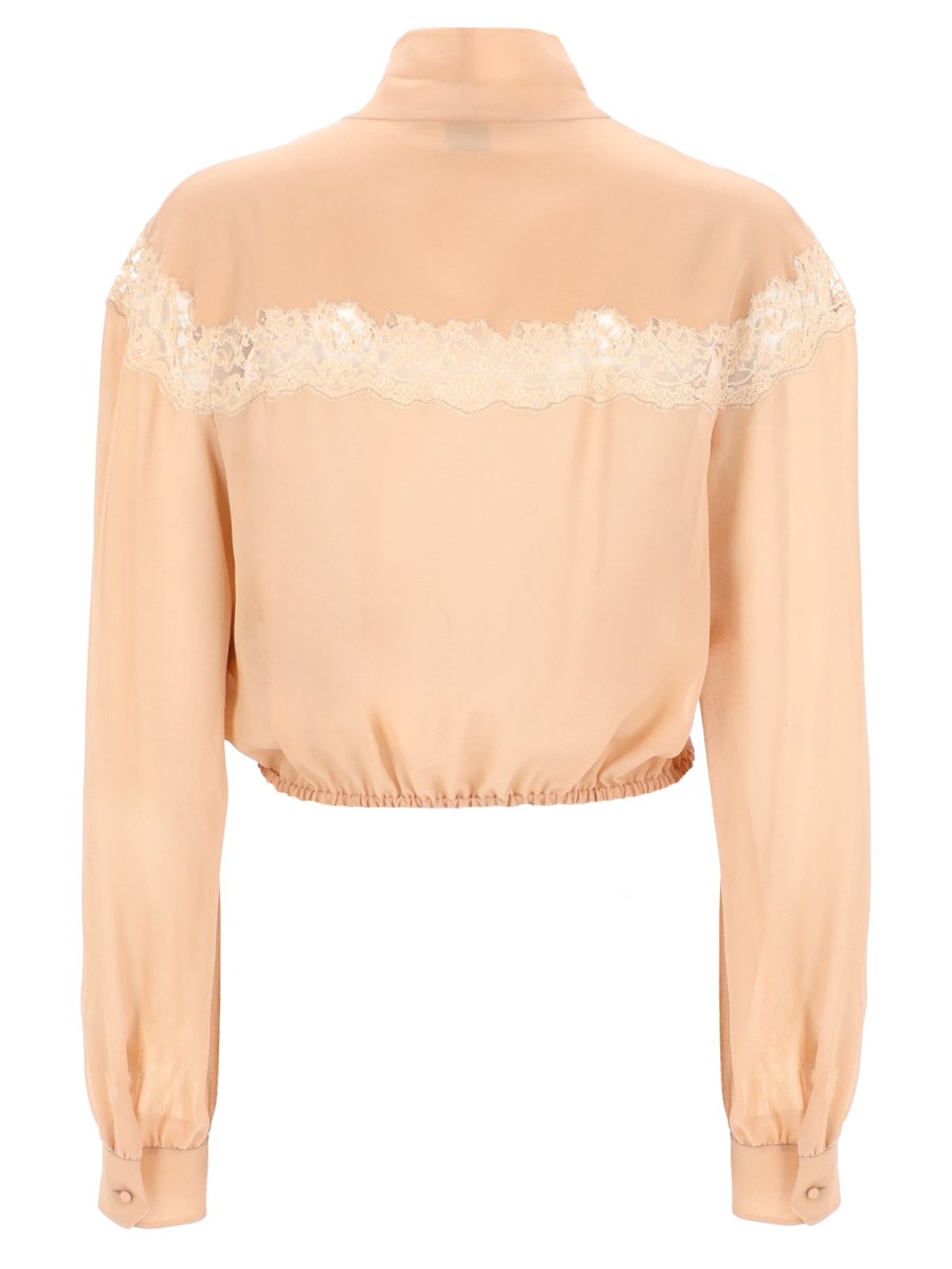 CAMICIA LAVALLIÈRE IN GEORGETTE DI SETA E PIZZO