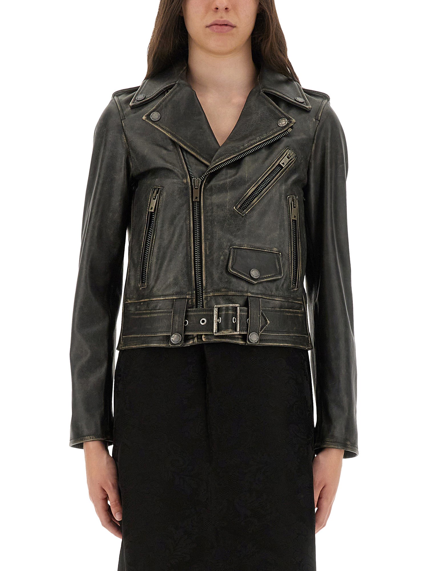 Golden Goose Destiny Slim Leather Jacket In Black