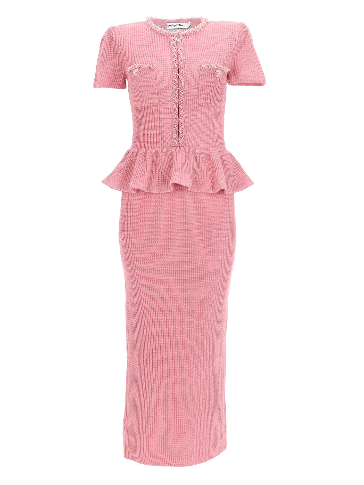 self-portrait midi dress with peplum and beading