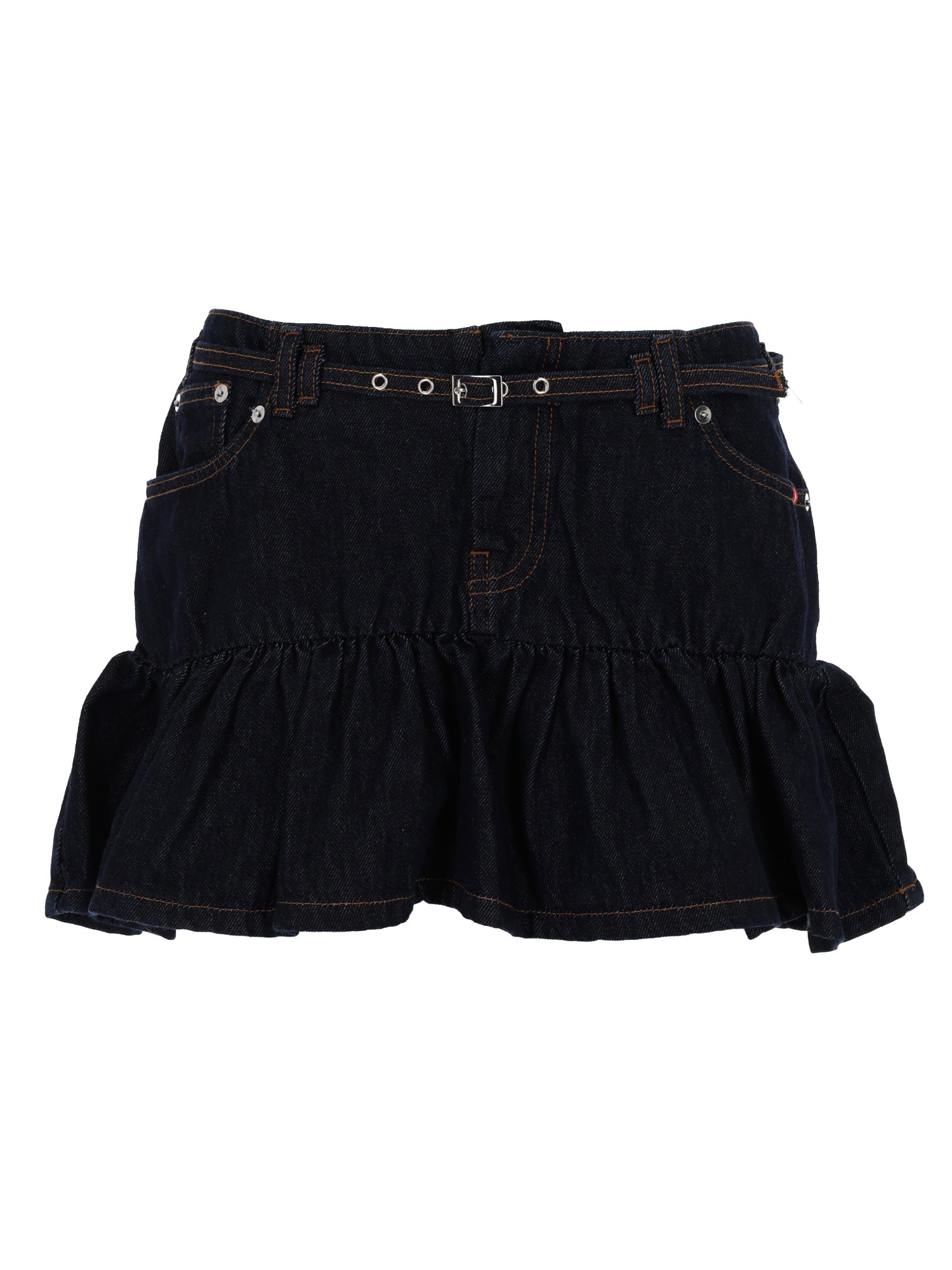 amish denim miniskirt with belt