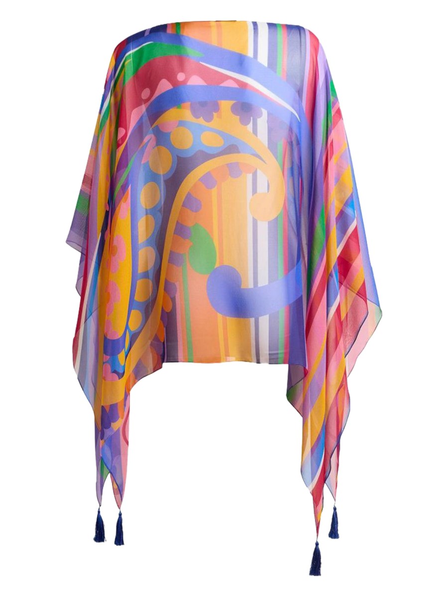 TOP PONCHO IN SETA CON STAMPA PAISLEY