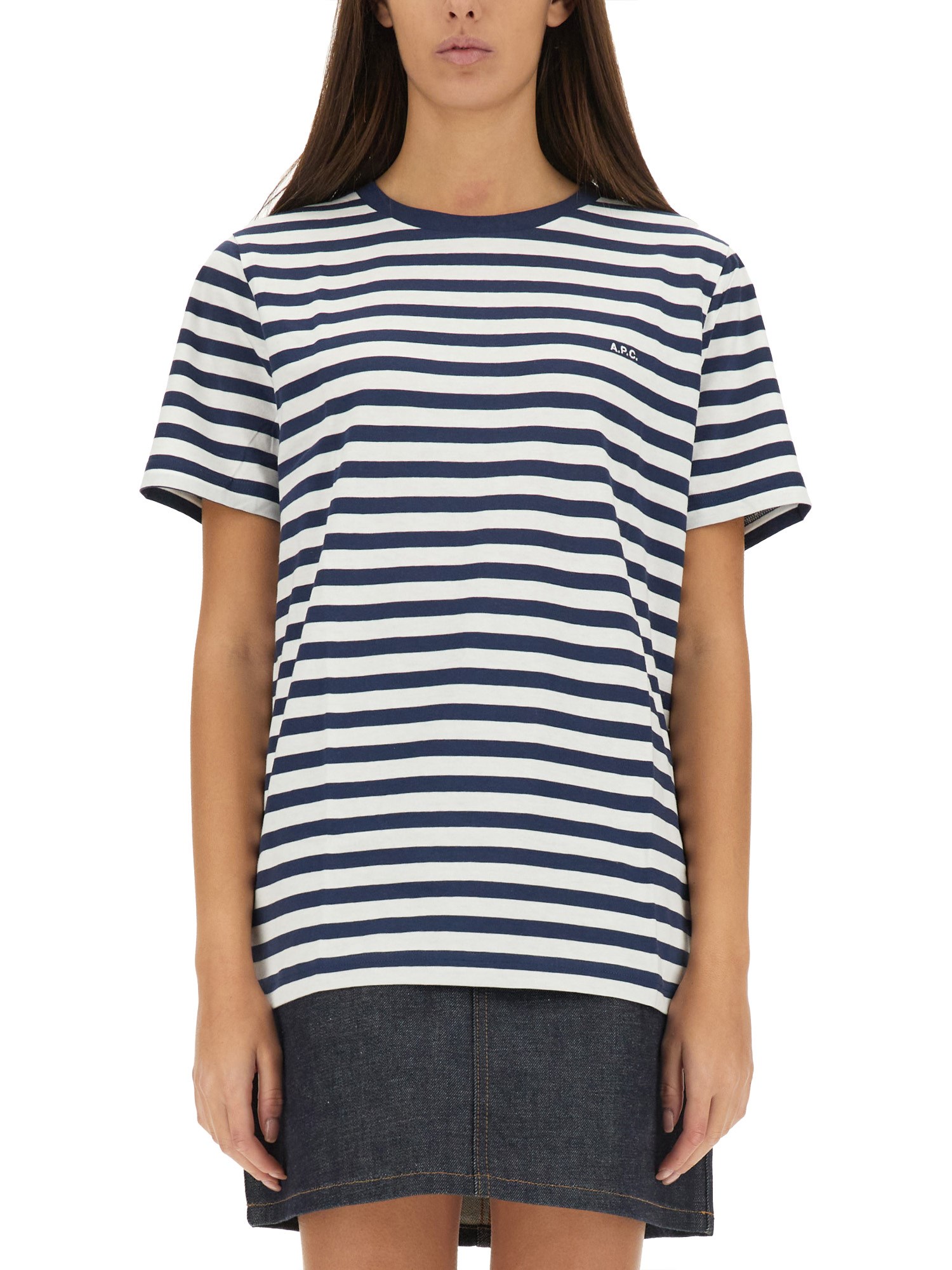 Apc A. P.c. Striped T-shirt In Blue