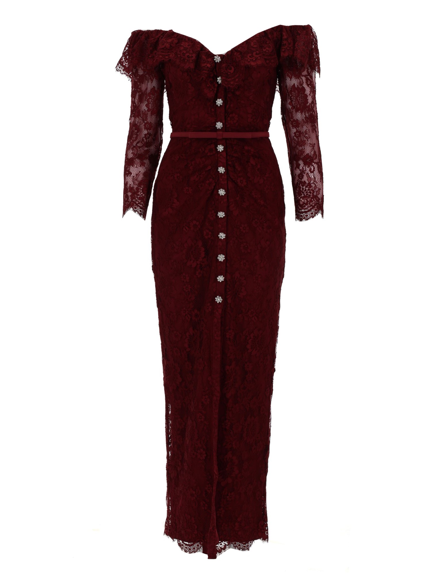 self-portrait lace dress with jewel buttons