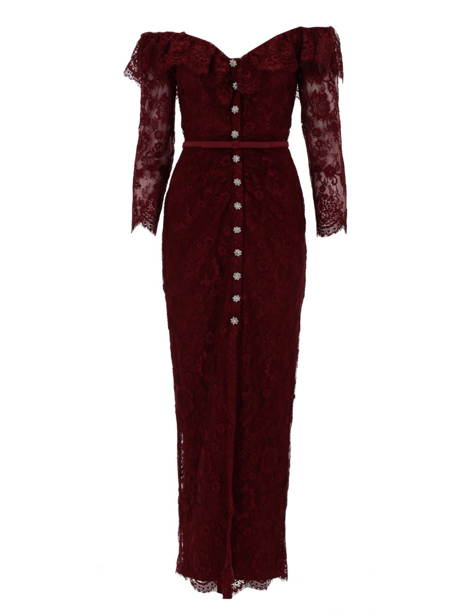 ABITO IN PIZZO CON BOTTONI GIOIELLO