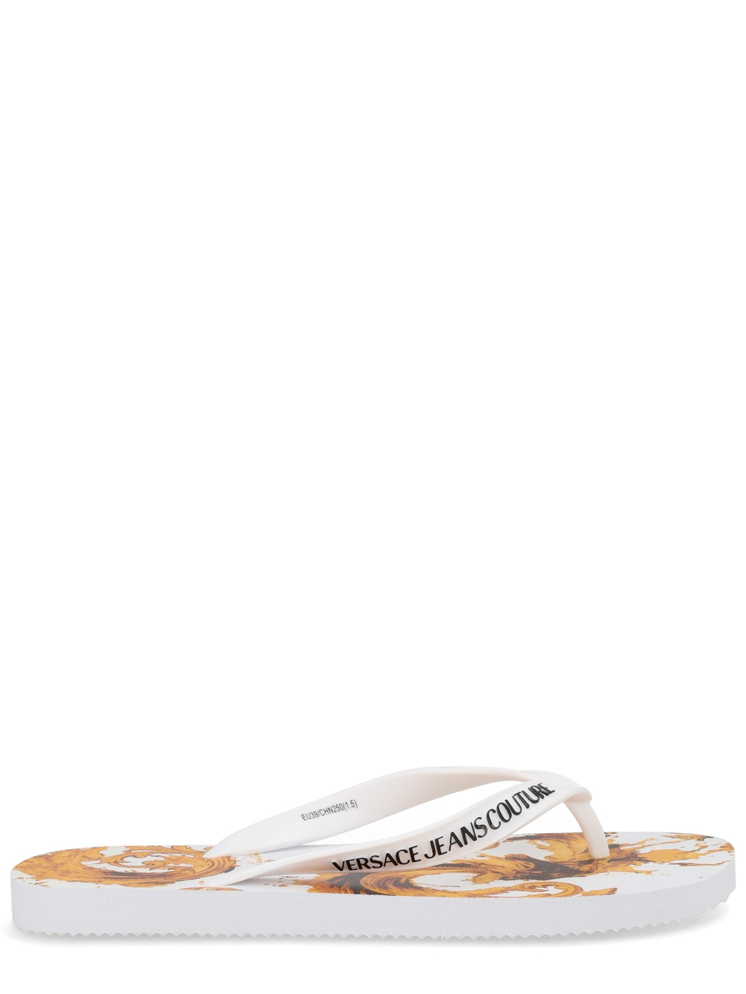 versace jeans couture thong sandal with logo