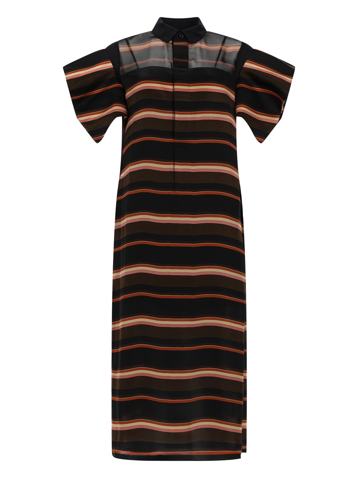 sacai midi dress with "horizontal stripe" print