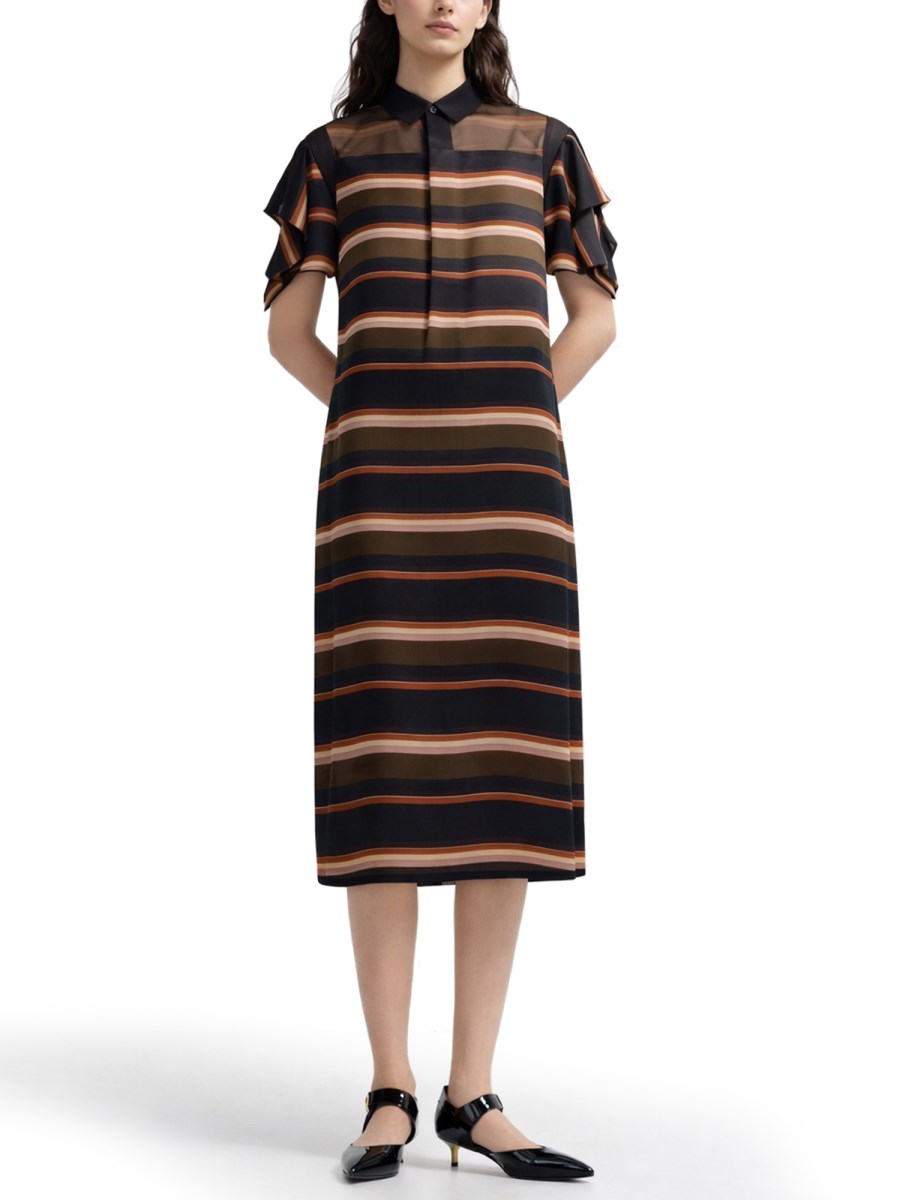 ABITO MIDI CON STAMPA HORIZONTAL STRIPE