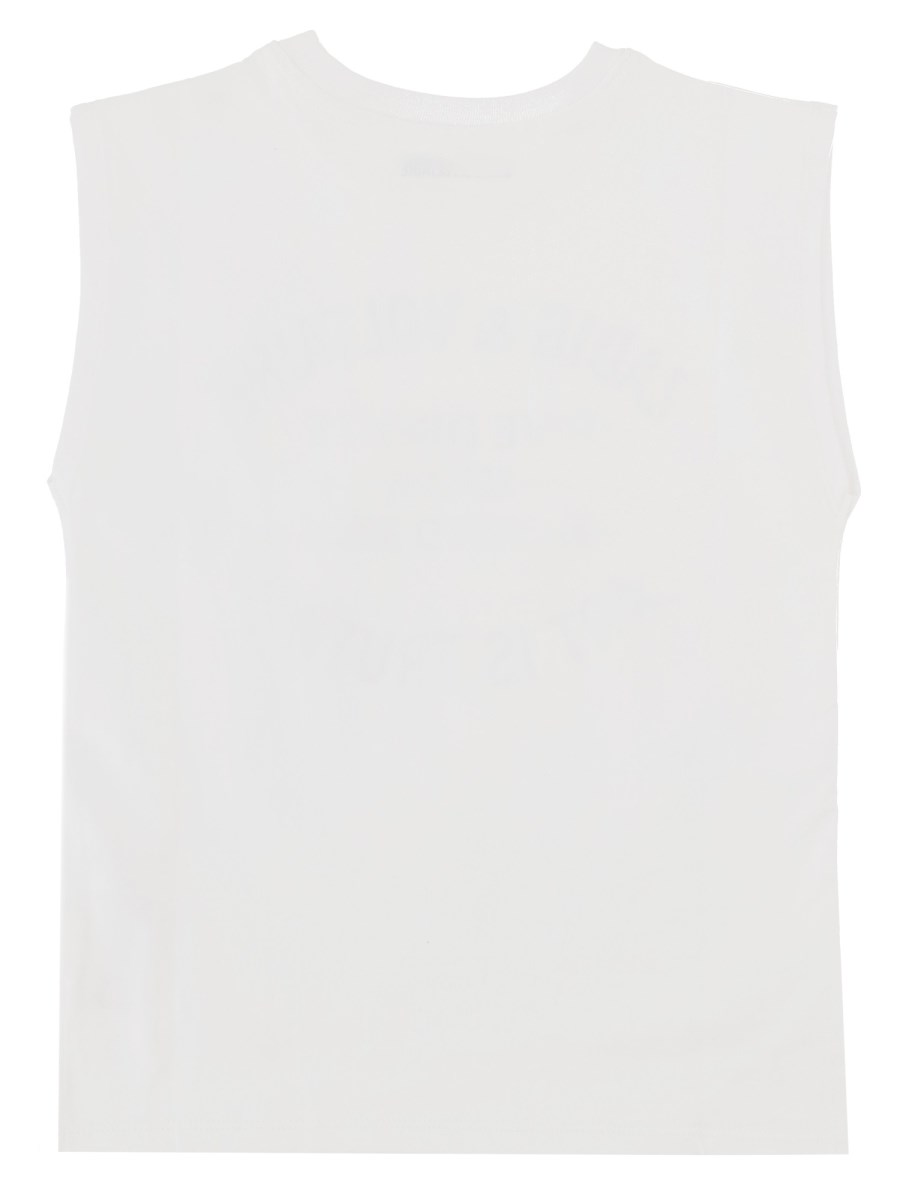 T-SHIRT SENZA MANICHE CON STAMPA LOGO