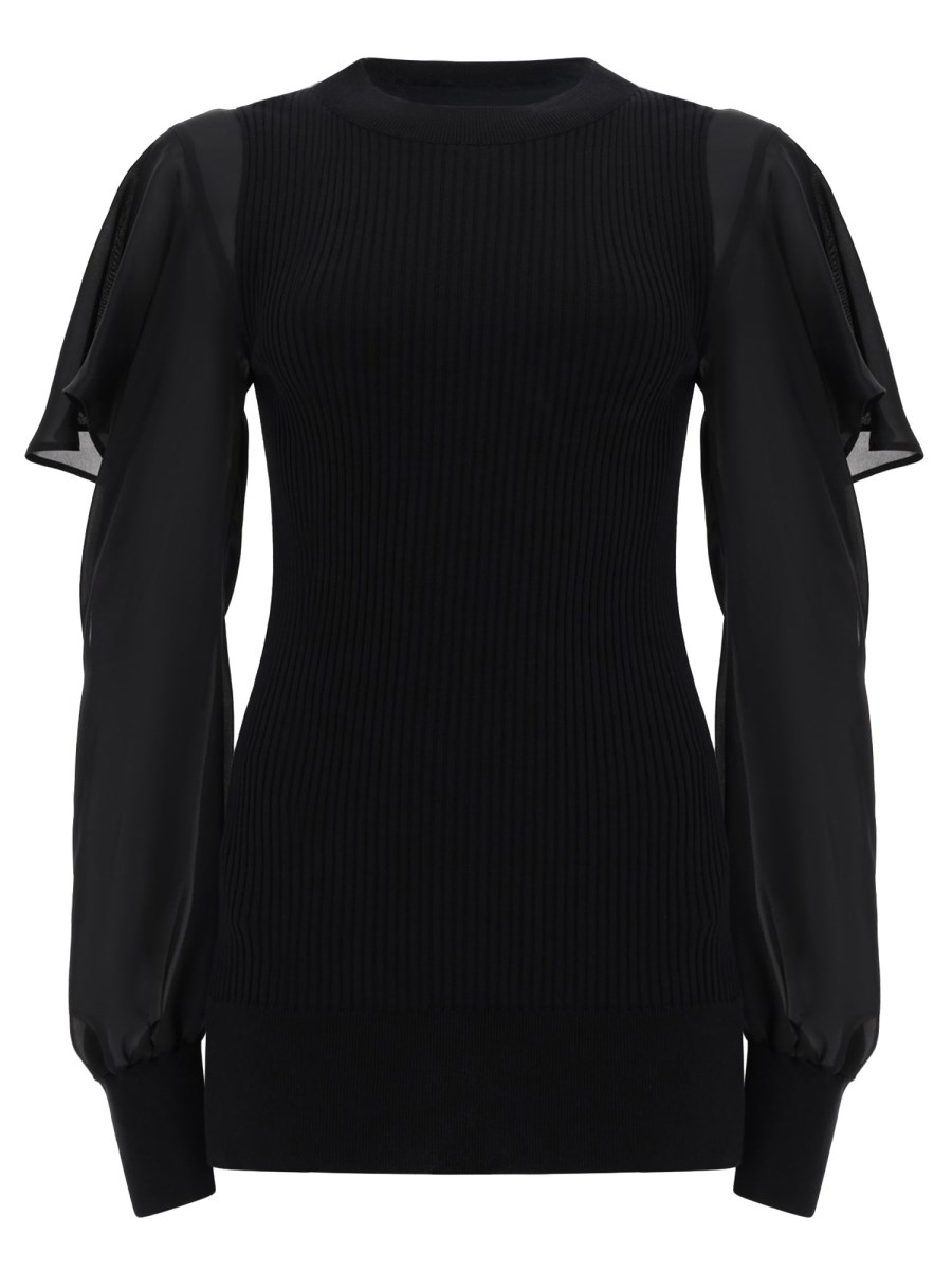 MAGLIA CON MANICHE SEMITRASPARENTI