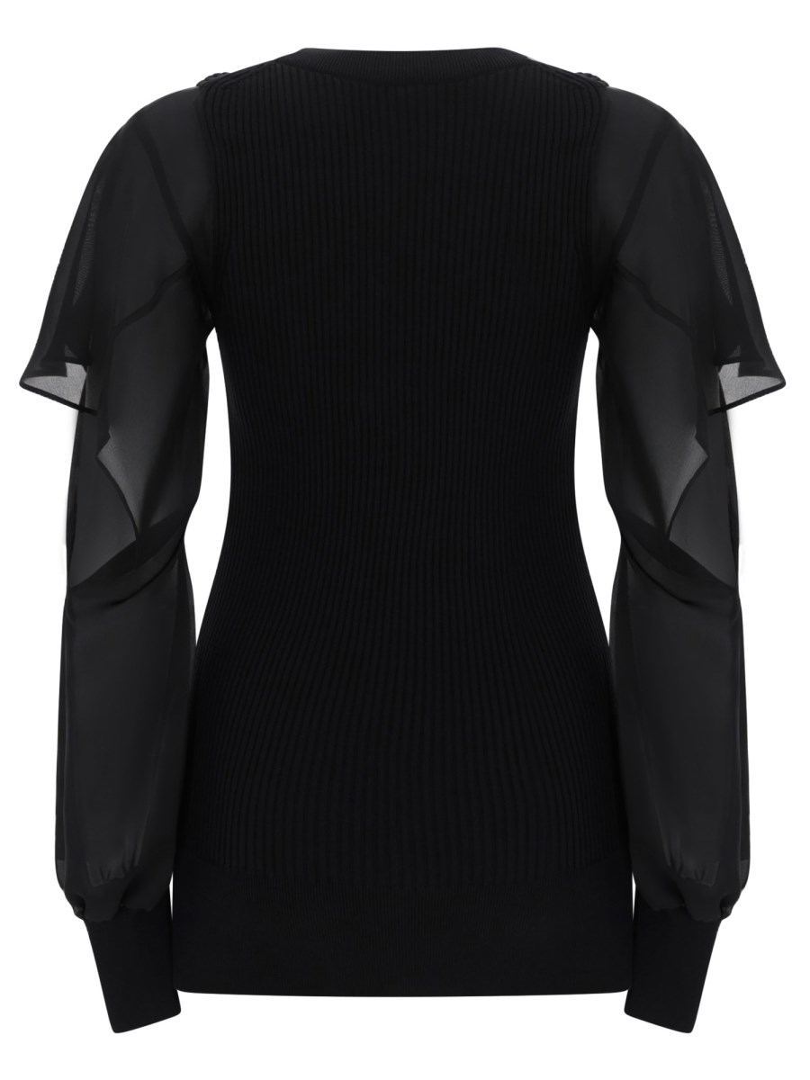 MAGLIA CON MANICHE SEMITRASPARENTI