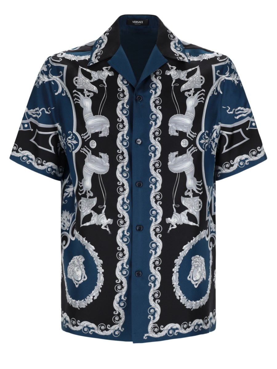 camicia in seta stampa baroque