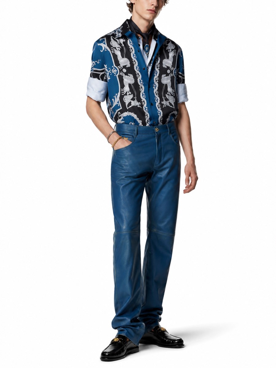 camicia in seta stampa baroque