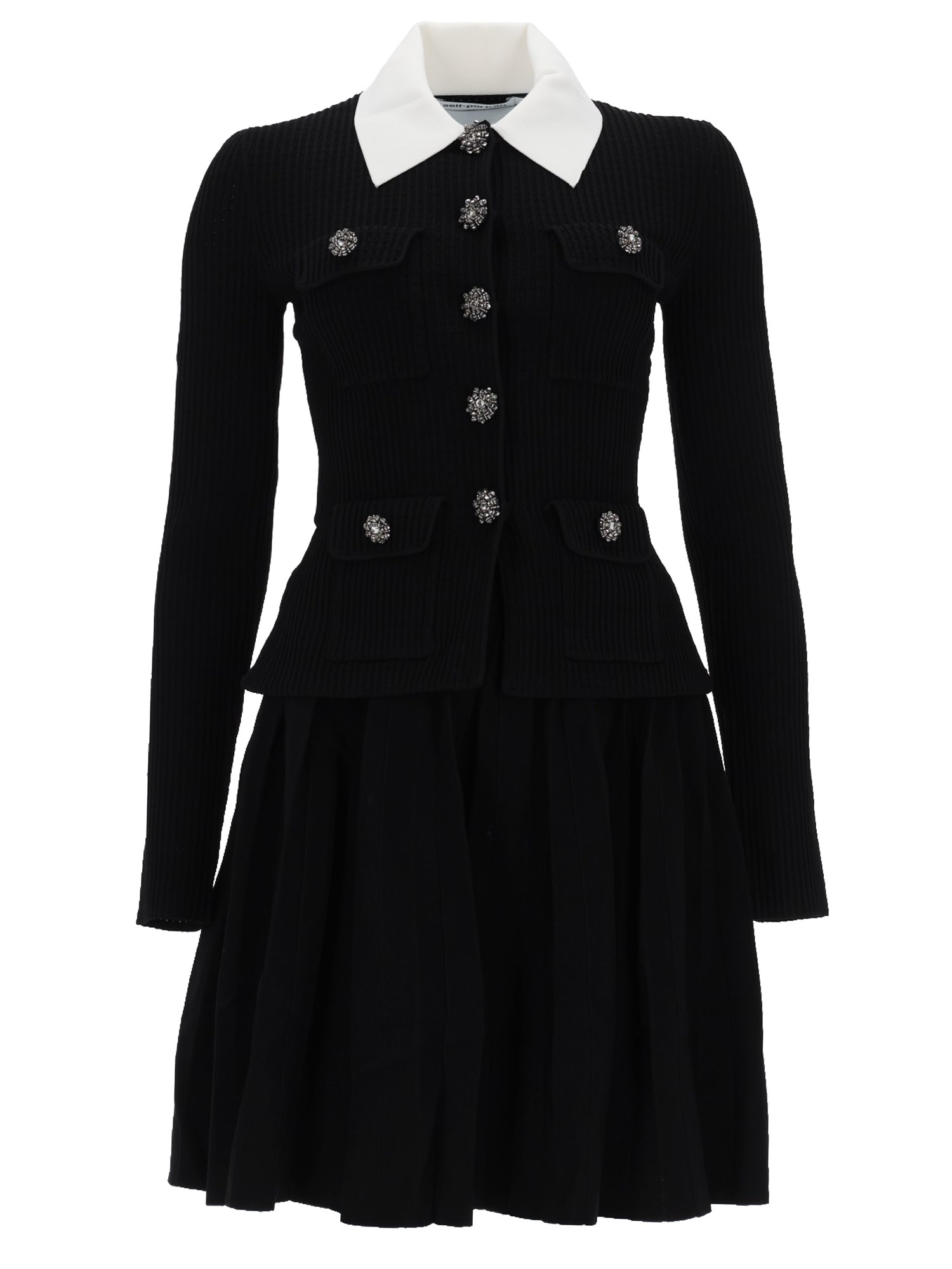 self-portrait mini dress with contrasting collar