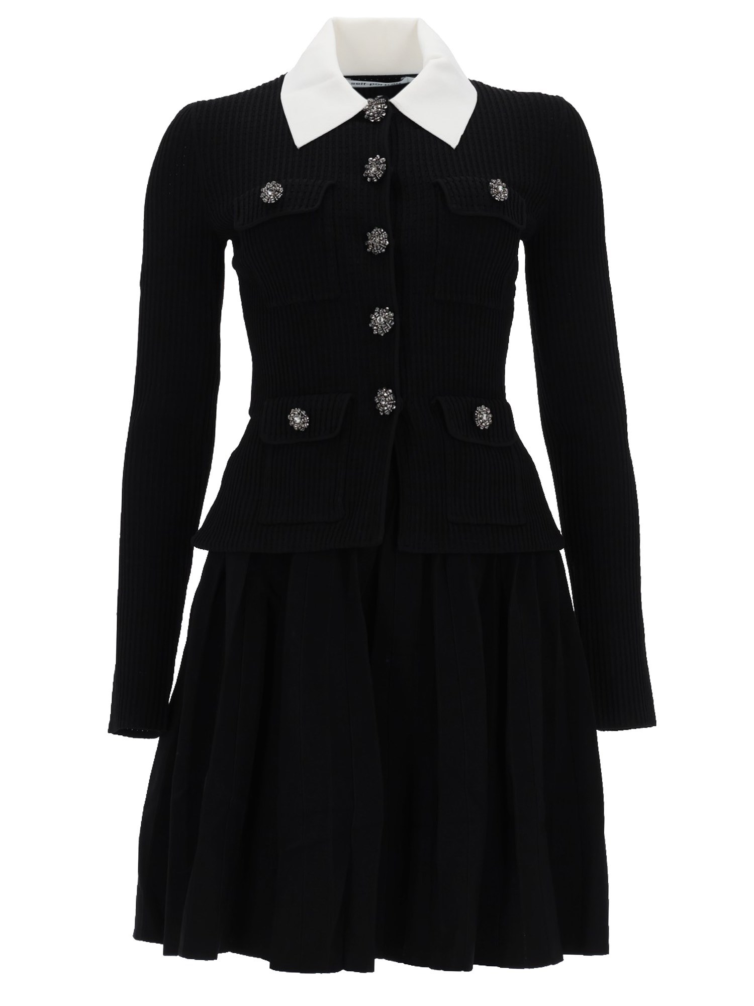 self-portrait mini dress with contrasting collar
