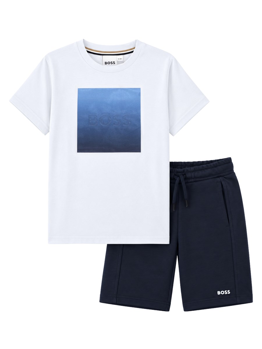 Set t-shirt con logo in rilievo e shorts 
