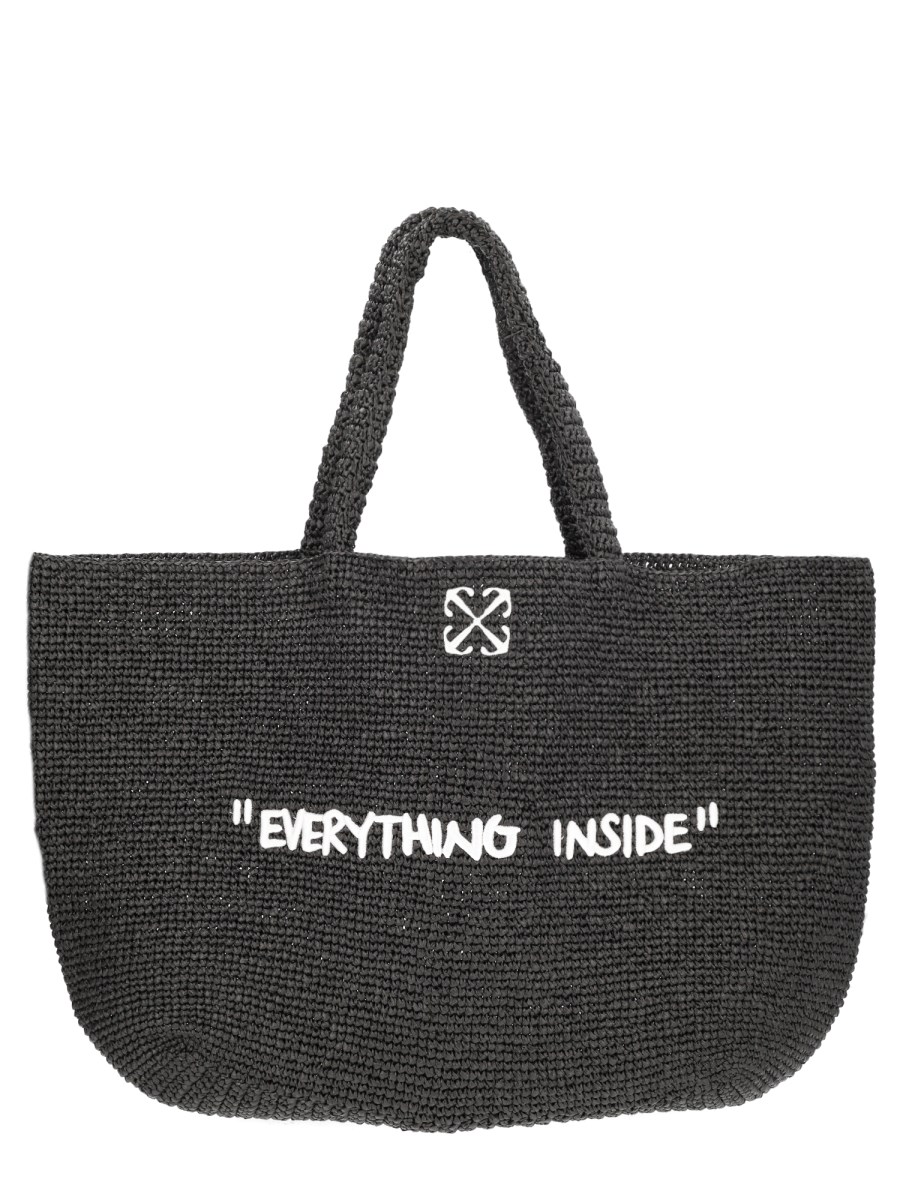 BORSA TOTE IN RAFIA CON RICAMO