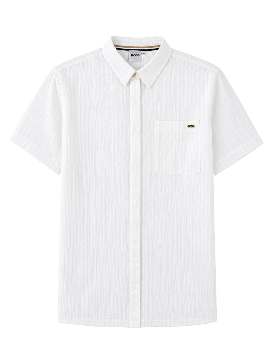 Camicia a maniche corte in seersucker a righe